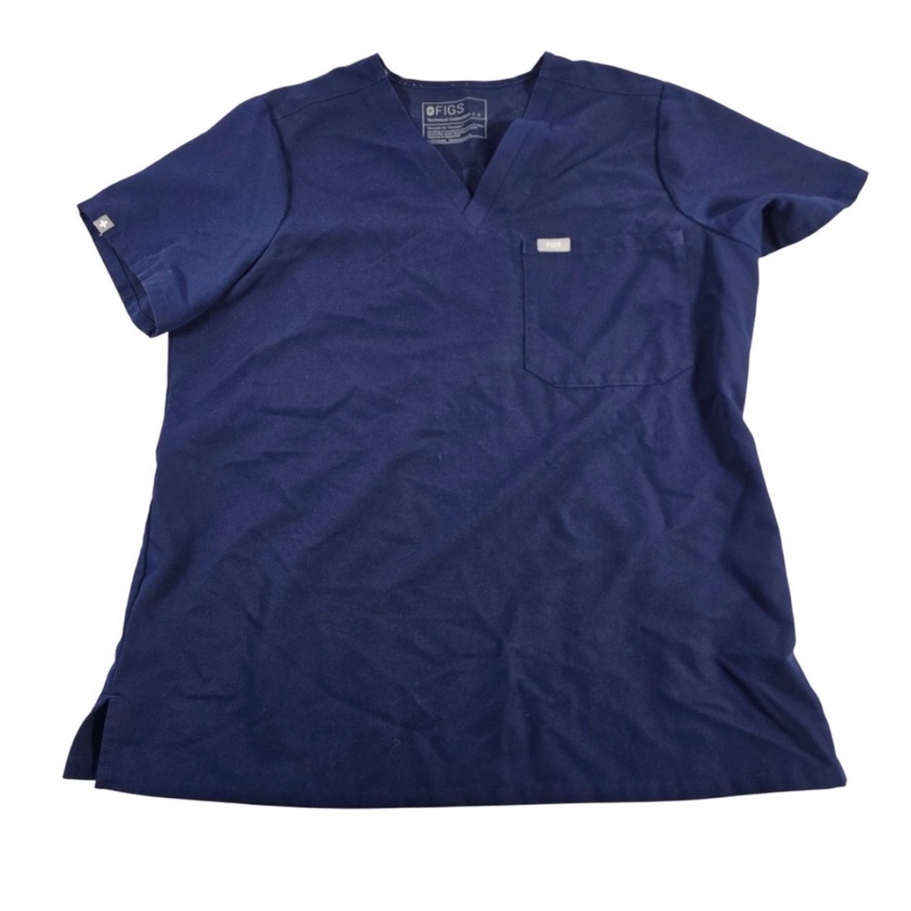 FIGS Catarina Technical Collection Navy Blue Scrub Top‎ Women's Size L